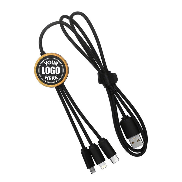 3-in-1 Universal Bamboo Charging Cable, Blank