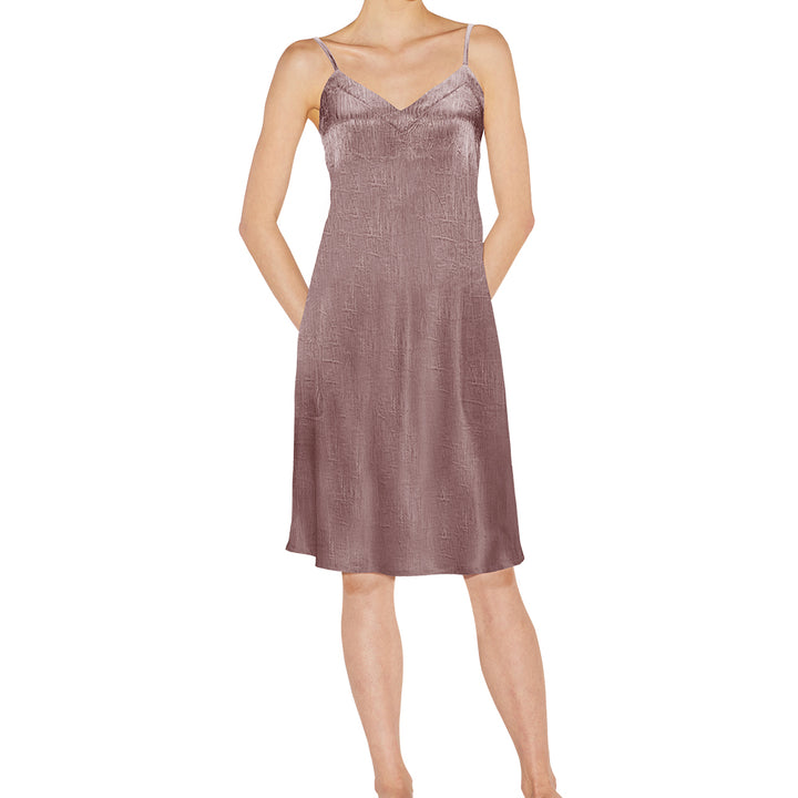 Night Gown Slip Dress – Crepe Satin, Knee Length - Just Adore