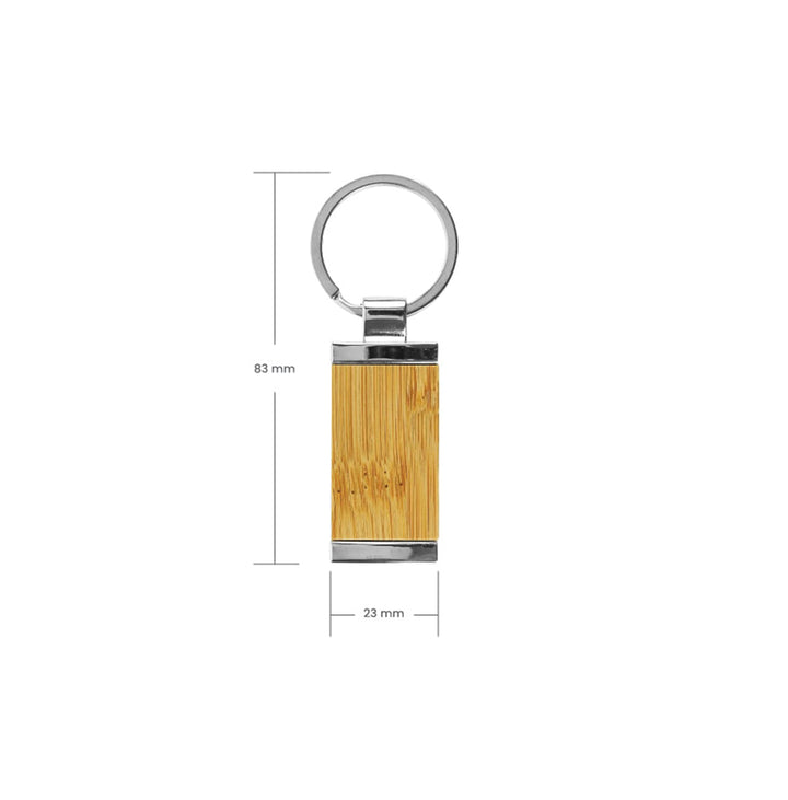 Rectangular Bamboo and Metal Keychains, Blank - Just Adore