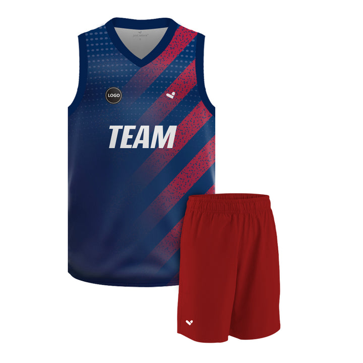 Navy color Full sublimation Basketball Jersey and Plain shorts, MOQ 6 Pcs - Just Adore