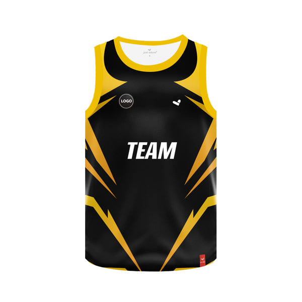 Black & yellow Sleeveless dri-fit Basketball jersey, MOQ 6 Pcs - Just Adore