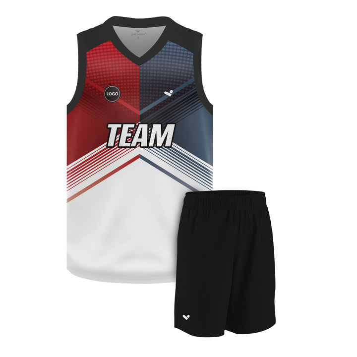 Red & Grey Sublimation Basketball Jersey and Plain shorts, MOQ 6 Pcs - Just Adore