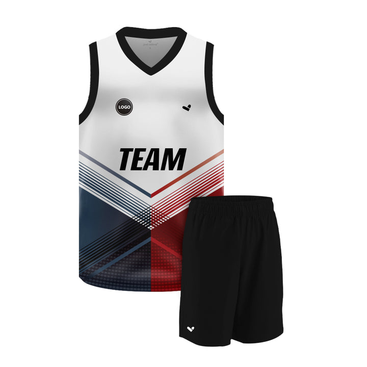 Red & Grey Sublimation Basketball Jersey and Plain shorts, MOQ 6 Pcs - Just Adore