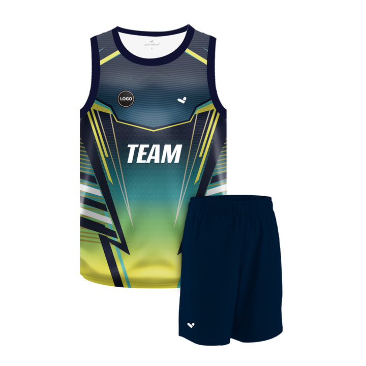 Digital Printed Basketball Team Uniform Jersey and Plain Shorts Set MOQ 6 Pcs - Just Adore