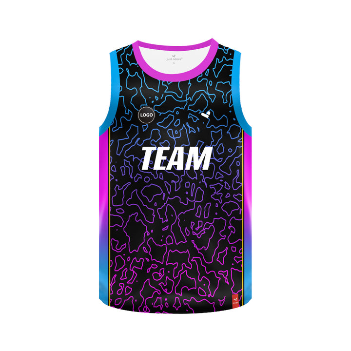 Multicolor printed Basketball jersey for men wholesale, MOQ 6 Pcs - Just Adore