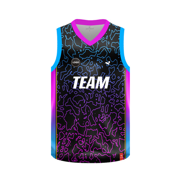 Multicolor printed Basketball jersey for men wholesale, MOQ 6 Pcs - Just Adore