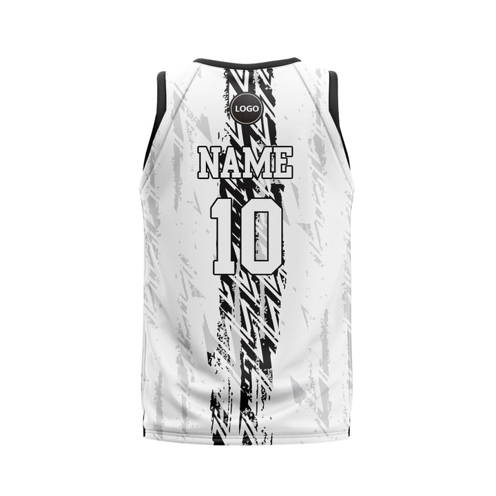 Black & white full printed Basketball jersey, MOQ 6 Pcs - Just Adore