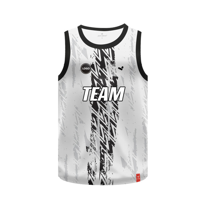 Black & white full printed Basketball jersey, MOQ 6 Pcs - Just Adore