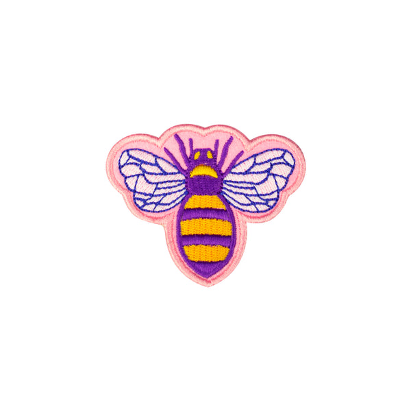 Pink honey bee kids iron on patches - Just Adore