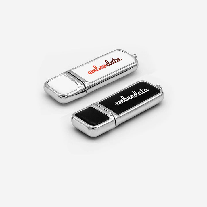 Leather with Chrome Finish USB Flash Drives, Blank - Just Adore