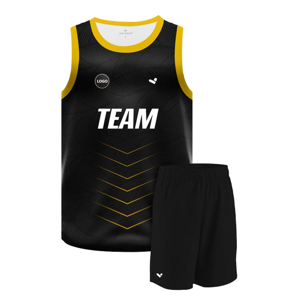 Full Black sublimation Basketball Jersey and Plain shorts, MOQ 6 Pcs - Just Adore