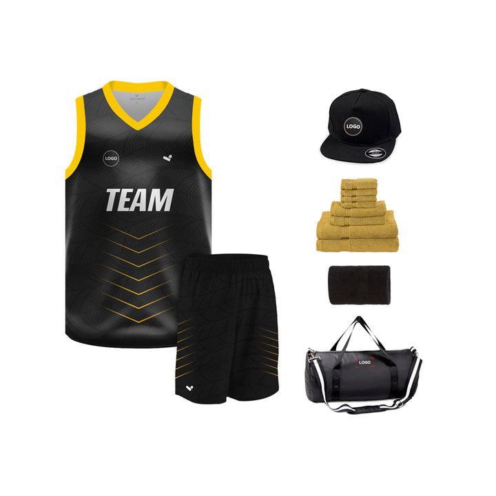 Full Black sublimation Basketball Jersey and shorts, MOQ 6 Pcs - Just Adore