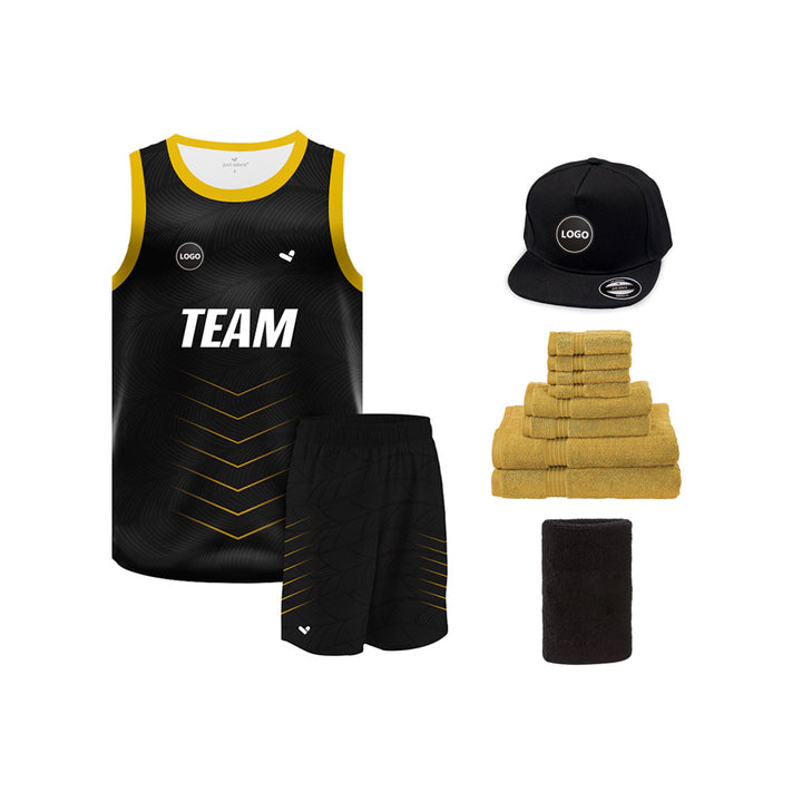 Full Black sublimation Basketball Jersey and shorts, MOQ 6 Pcs - Just Adore