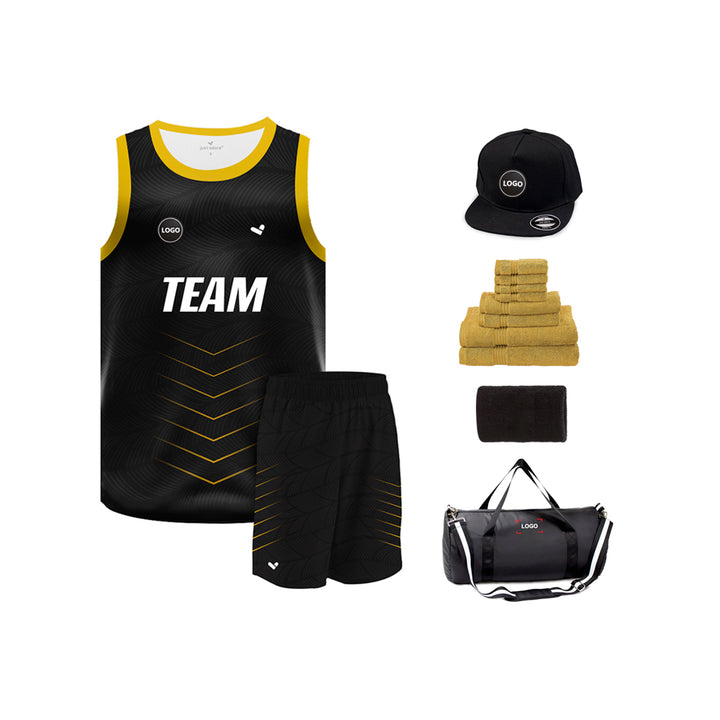 Full Black sublimation Basketball Jersey and shorts, MOQ 6 Pcs - Just Adore