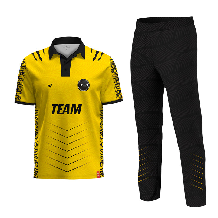 Black & Yellow Cricket Team Uniform Set - Full Sublimation, MOQ - 11 Sets - Just Adore