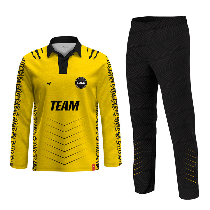 Black & Yellow Cricket Team Uniform Set - Full Sublimation, MOQ - 11 Sets - Just Adore