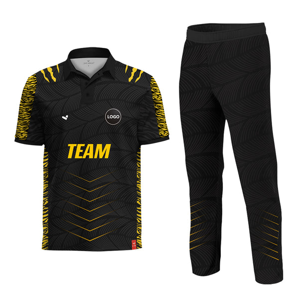 Black & Yellow Cricket Team Uniform Set - Full Sublimation, MOQ - 11 Sets - Just Adore