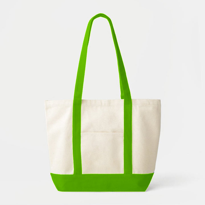 Two Tone Canvas Bag with pocket, Horizontal, Blank - Just Adore