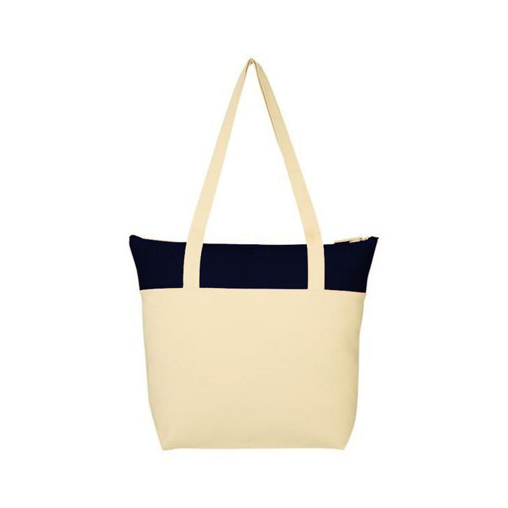 Two Tone Canvas Bag with Zip, Blank - Just Adore