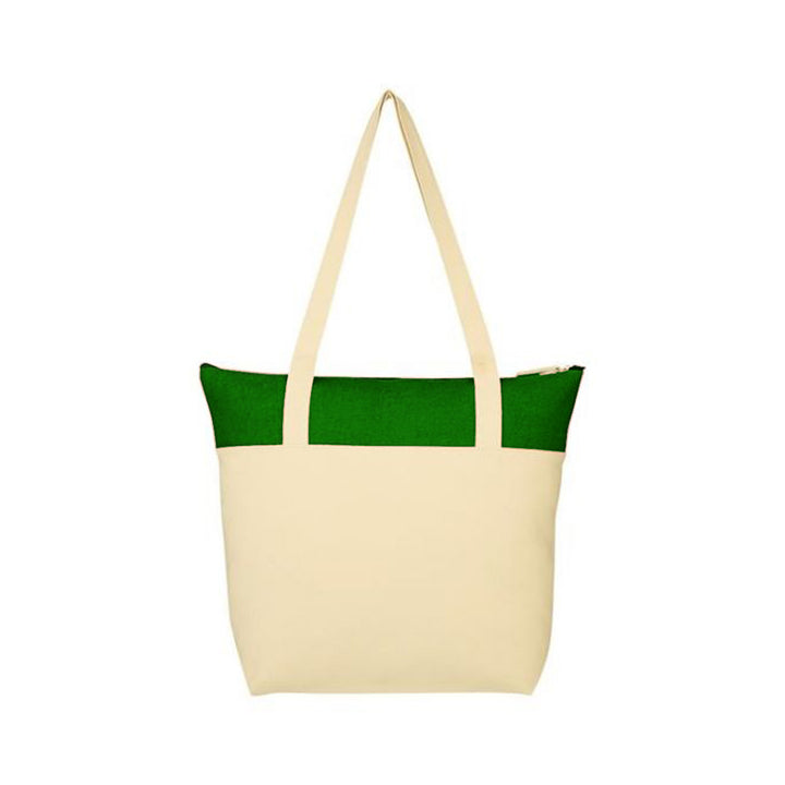 Two Tone Canvas Bag with Zip, Blank - Just Adore