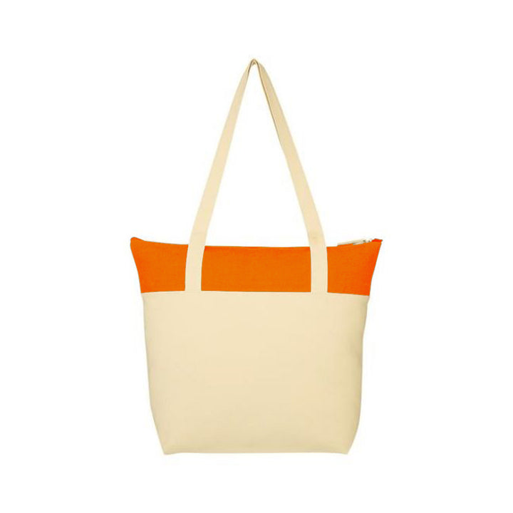 Two Tone Canvas Bag with Zip, Blank - Just Adore