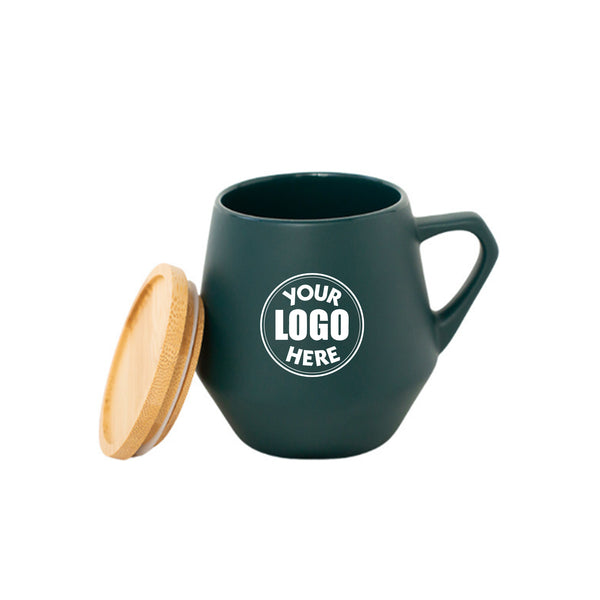 Ceramic mug with Dual purpose bamboo lid, Blank
