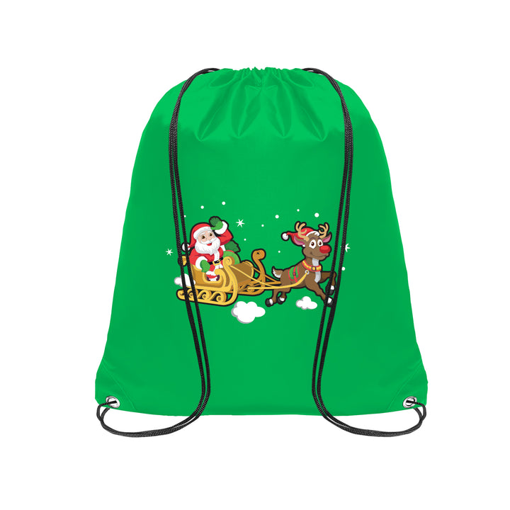 Christmas Santa on Snow Sledge Drawstring Bag - Just Adore