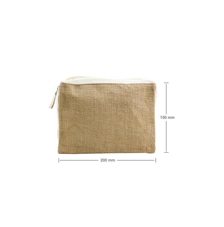 Jute with Cotton Zipper Pouch wholesale, Blank - Just Adore