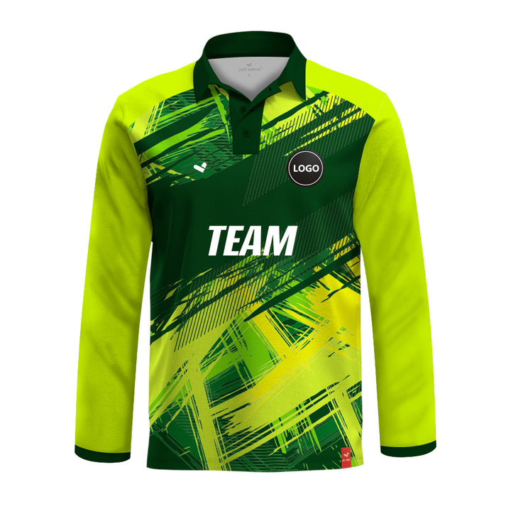 Green cricket jersey full sublimation printed, MOQ 11 Pcs - Just Adore