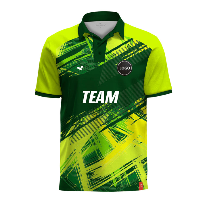 Green cricket jersey full sublimation printed, MOQ 11 Pcs - Just Adore