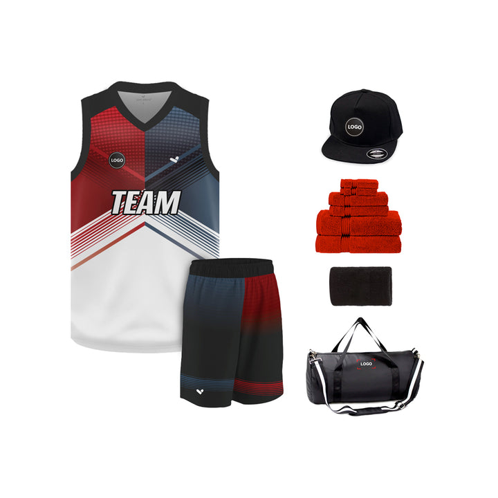 Red & Grey Sublimation Basketball Team Jersey and shorts, MOQ 6 Pcs - Just Adore