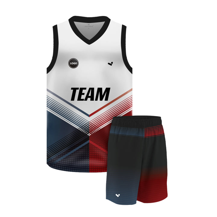 Red & Grey Sublimation Basketball Team Jersey and shorts, MOQ 6 Pcs - Just Adore