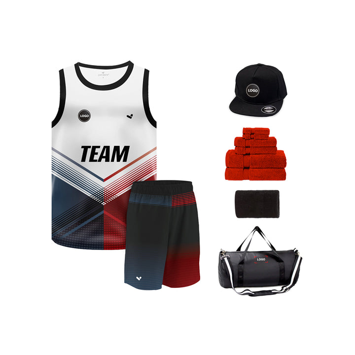 Red & Grey Sublimation Basketball Team Jersey and shorts, MOQ 6 Pcs - Just Adore