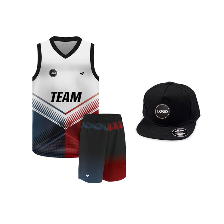 Red & Grey Sublimation Basketball Team Jersey and shorts, MOQ 6 Pcs - Just Adore