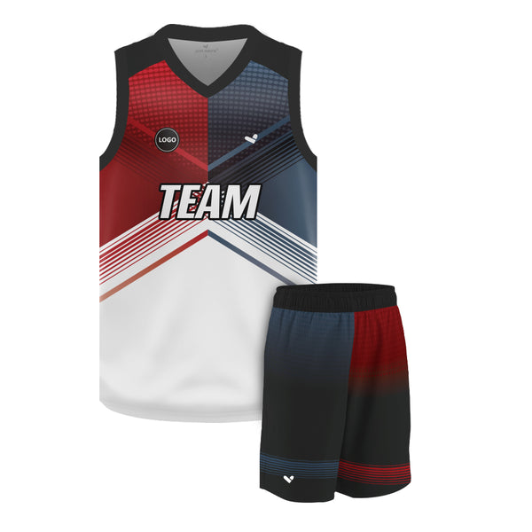 Red & Grey Sublimation Basketball Team Jersey and shorts, MOQ 6 Pcs - Just Adore