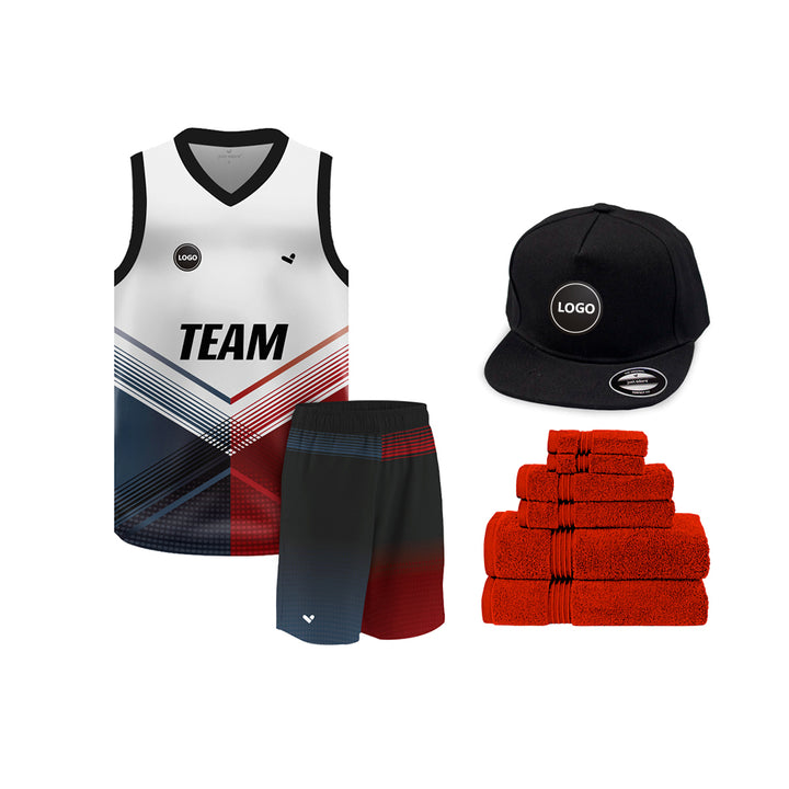 Red & Grey Sublimation Basketball Team Jersey and shorts, MOQ 6 Pcs - Just Adore