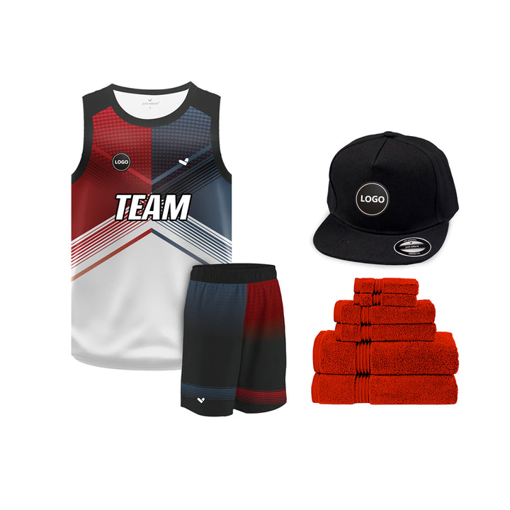 Red & Grey Sublimation Basketball Team Jersey and shorts, MOQ 6 Pcs - Just Adore