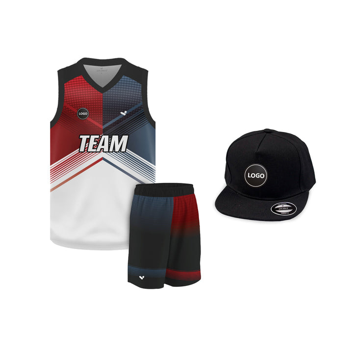 Red & Grey Sublimation Basketball Team Jersey and shorts, MOQ 6 Pcs - Just Adore