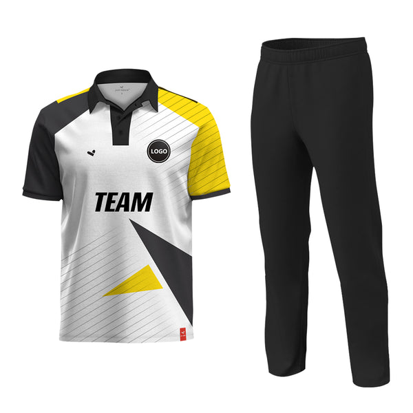 Black and Yellow Cricket Printed jersey and Plain Pant - MOQ 11 Sets - Just Adore