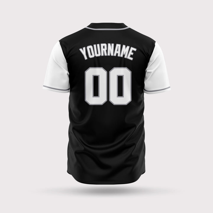 Black and white baseball team jersey, MOQ - 9 Pcs - Just Adore