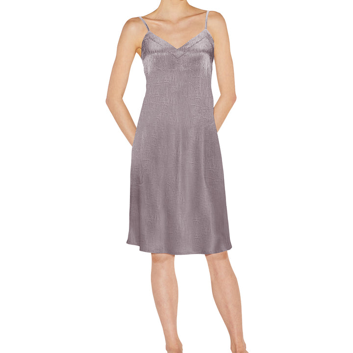 Night Gown Slip Dress – Crepe Satin, Knee Length - Just Adore