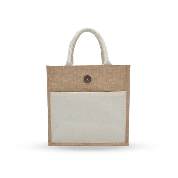 Jute Bag with Canvas Pocket Wholesale, Blank