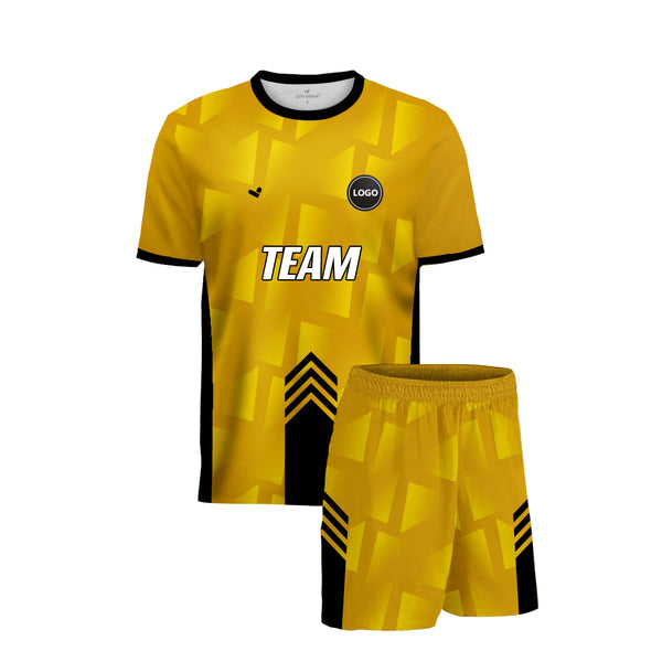 Yellow soccer team uniform jersey and Shorts wholesale, MOQ 11 Pcs