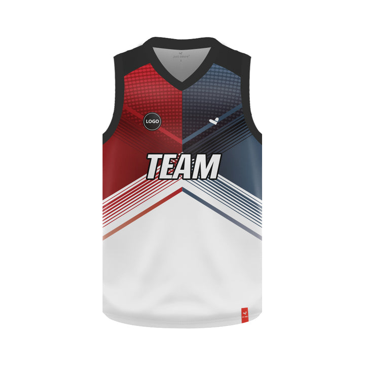 Grey & Red Multi printed basketball team Jersey MOQ 6 Pcs - Just Adore