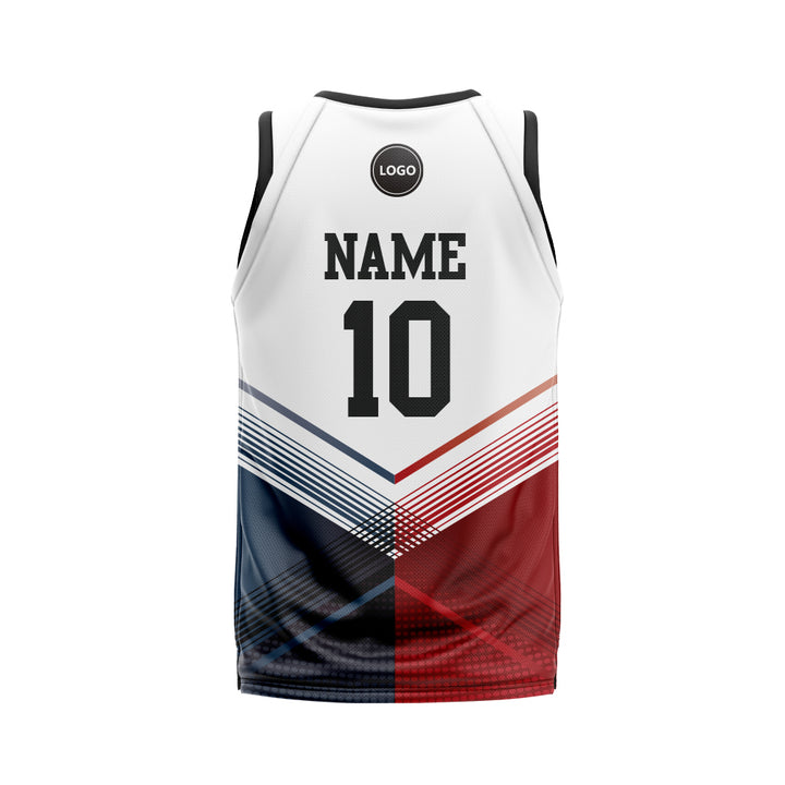 Grey & Red Multi printed basketball team Jersey MOQ 6 Pcs - Just Adore