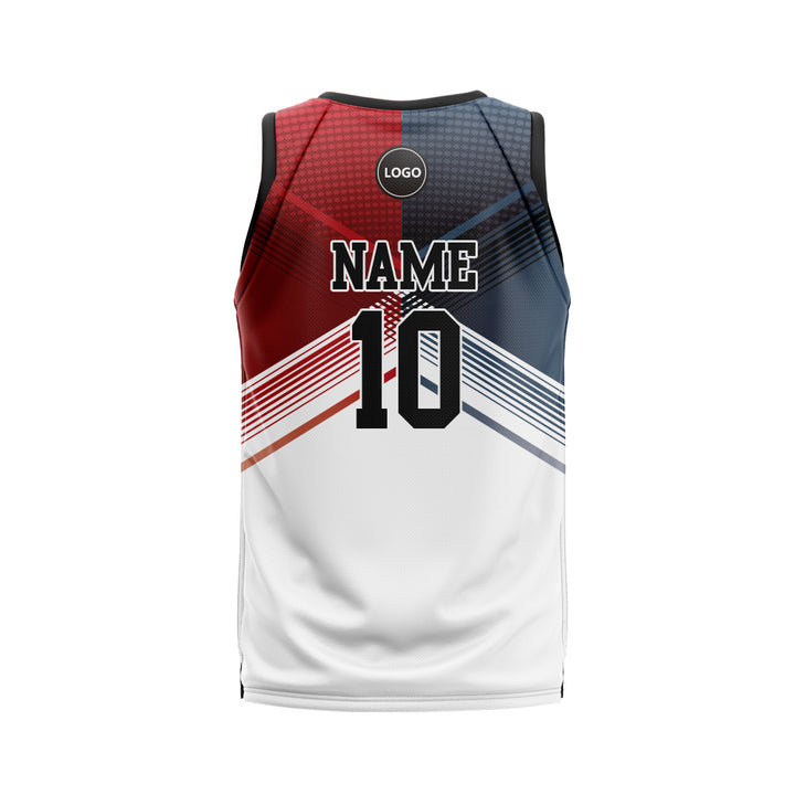 Grey & Red Multi printed basketball team Jersey MOQ 6 Pcs - Just Adore