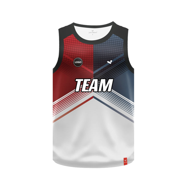 Grey & Red Multi printed basketball team Jersey MOQ 6 Pcs - Just Adore