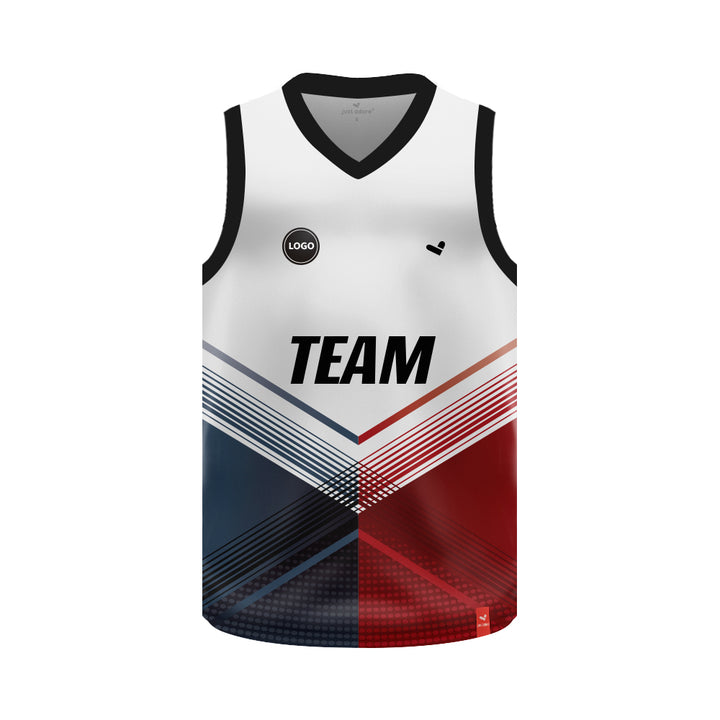 Grey & Red Multi printed basketball team Jersey MOQ 6 Pcs - Just Adore