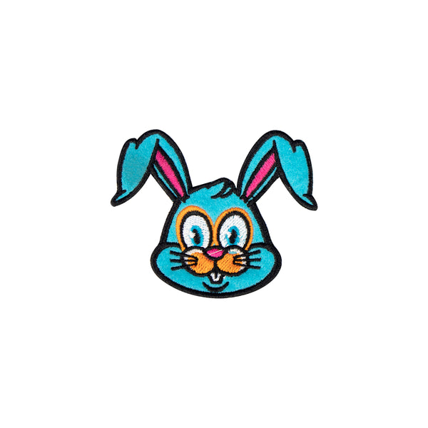 Blue bunny rabbit, iron on embroidery patch - Just Adore