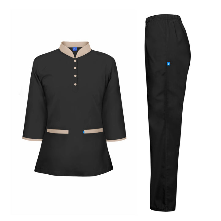 Maid Uniform Long Sleeve Shirt & Pant Set - Unisex - Just Adore